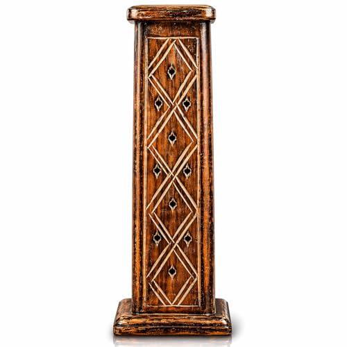 Handmade Wooden Incense Holder Burner Tower for Sticks Cones Ash Catcher