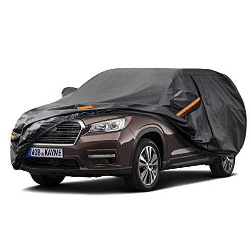Kayme SUV Car Cover Custom Fit for Volkswagen VW Tiguan Allspace, BMW X1, Kia Sportage Windproof Upgraded & 100% Waterproof. All-Weather Full Exterior Cover Rain Sun Protector with Towel.