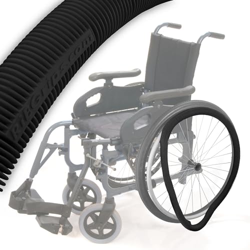 RibGrips Wheelchair Handrim Covers (21.50” – 22.25” Handrim Diameter, Black)