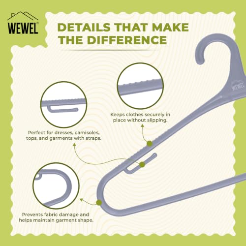 Image of WEWEL 25 Pcs Premium Hangers for Hanging Clothes (Matt Finish)(Bendless Design)(Grey | 25)