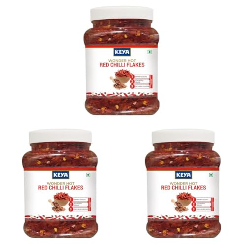 Image of Keya Red Chilli Flakes - 300g | Crushed Red Chili for Bold, Spicy Flavor | Perfect for Cooking, Seasoning, and Garnishing | Ideal for Pizzas, Pastas, Indian and Mexican Dishes | 300g (Pack of 3)