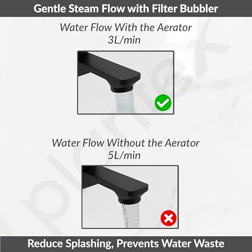 Image of Plantex Single Lever Long Body Bib Tap for Bathroom with Water Saving Aerator /Tap for Wash Basin with Brass Spindle /Wall Mount Bib Tap with Wall Flange and Teflon Tape (SAGA-Black)