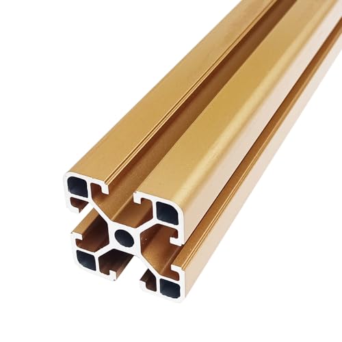 Coavoo 4040 Aluminum Extrusion 114.17 inch / 2900mm Length T Slot Gold 1Pcs, Extruded Aluminum 40mm x 40mm 40 Series T Type Profiles Anodized European Standard Linear Rail Frame 1 Pack