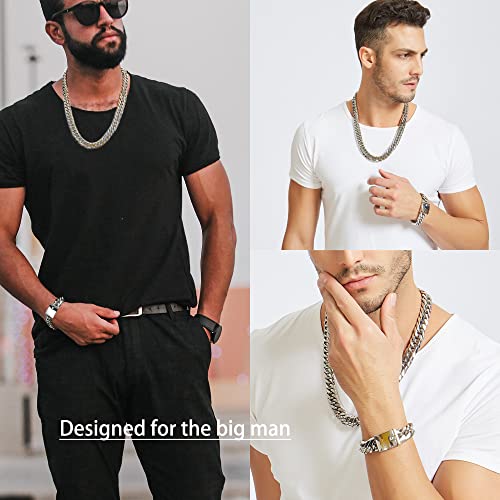 Jxlepe Miami Cuban Link Chain 16mm Big Silver White Stainless Steel Curb Necklace for Men3