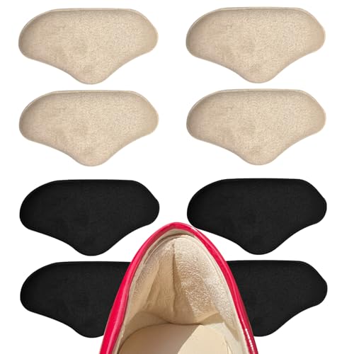 Image of Heel Pads for Shoes - 4 Pairs Foamed Cotton Heel Cushions Pads for Heel Slip and Blister, Comfortable Heel Grip for Pain Relief(Pale Apricot+Black)