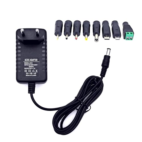 JZK 5V 1A DC Netzteil Adapter mit 8 Stecker DC Stecker AC 100 240V zu 5 Volt 1 Amp 1000mA Netzteil Transformator für 5V LED Streifenluchten Router, Audio, Video