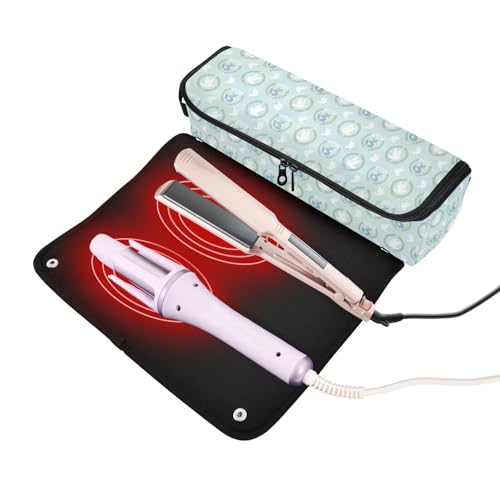 Bolsa de viaje para herramientas de cabello con tapete resistente al calor, impermeable y portátil para planchas, rizadores y estilizadores miniatura 2
