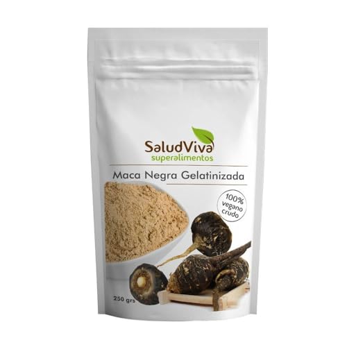 Maca Negra Gelatinizada Bio SaludViva 250 g | Ratio 4:1 concentrada sin almidón | Polvo vegano sin gluten para batidos, cafés y recetas energéticas diarias