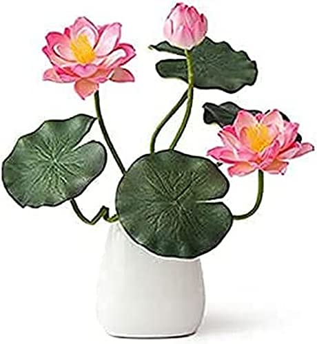 Arrangement de salon avec bonsaï artificiel rose foncé pour décorer sans entretien