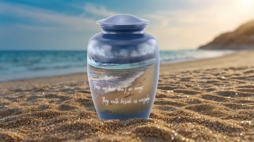 Footprints Urn, Footprints Cremation Urn for Ashes, Handcrafted Adult Beach Urn, Seaside Urn, Full Size Beach Cremation Urn with Velvet Bag (Large)