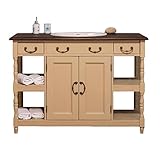 Breiter Waschbeckenunterschrank aus Massivholz Waschbecken & Armatur (Beige - Pinie dunkel gebürstet)
