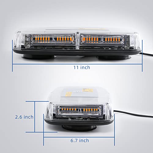 PKINGLAKE 72LED Roof Top Emergency Strobe Beacon Lights, 12-24V High Visibility Safety Warning Mini LED Strobe Light bar with Magnetic Base for Snow Plow, Trucks, Construction Vehicles (Amber/White) - Thumbnail 6