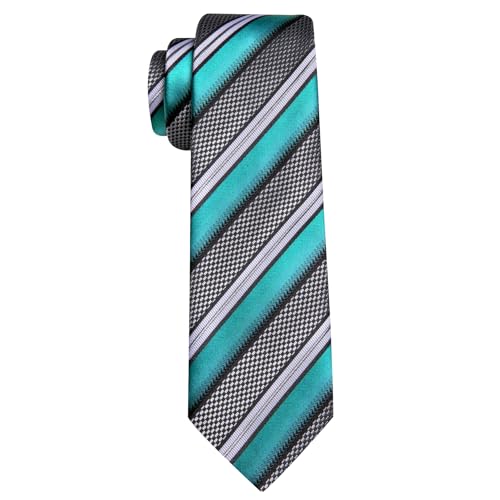 Image of Barry.Wang Mens Tie Set Plaid Check Neckties Formal Business Wedding Luxury Pocket Square Cufflinks