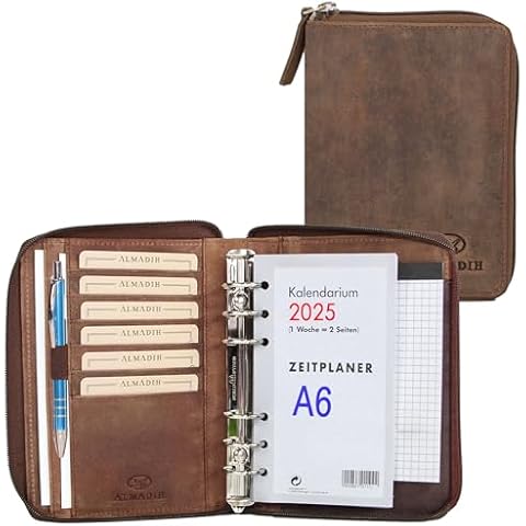 ALMADIH A6 Leather Organiser with Calendar Cover