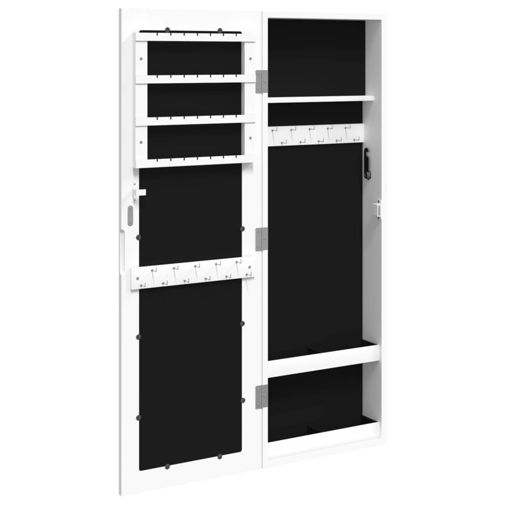 Meble select-Szafka na biżuterię z lustrem naścienna biała 30 x 8,5 x 90 cm