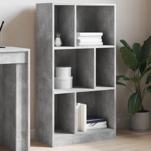 Estantería gris hormigón modular de madera con 6 compartimentos y estantes para almacenamiento 3
