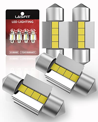 Image of LASFIT DE3022 LED Bulb 31mm Festoon DE3175 DE3021 DE3023 1.22 inch 6428 6430 Canbus Error Free 400LM 6000K for Dome Map Door Interior Door Trunk Glove Box Vanity Mirror Lights Xenon White (Pack of 4)