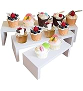 HPC DECOR 3PCS Wood Display Riser Stands- 8'' 12'' & 16'' Decorative Wooden Tabletop Tiered Displ...