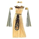 Hsqqdc Egyptian Pharaoh Costumes for Adults, Golden Goddess Prom Cosplay Dress Halloween Party Cleopatra Costume for Women
