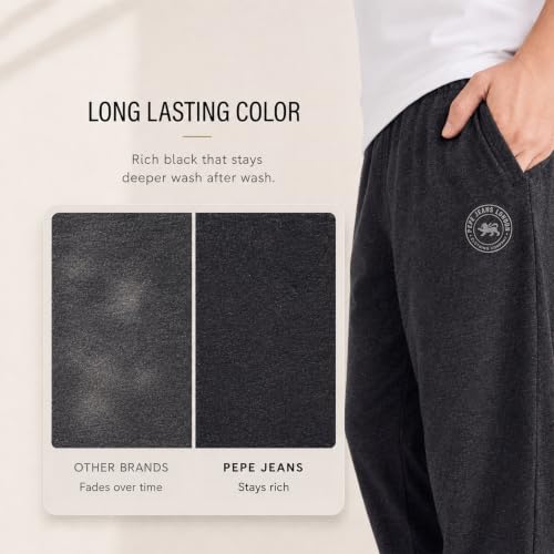 Image of Pepe Jeans Cotton Rich Solid Trackpant, Lounge Pant, Sportswear for Men - M (Pack of 2)