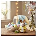 Tenue fantaisiste et design charmant : nos lapins feutrés de 10 cm sont habillés de manteaux colorés qui ajoutent une ravissante touche de couleur et de personnalité. Ce design fantaisiste « lapin dans une veste » crée une esthétique confortable et un livre d'histoires, ce qui en fait une pièce maîtresse pour votre décoration printanière ou votre bureau.