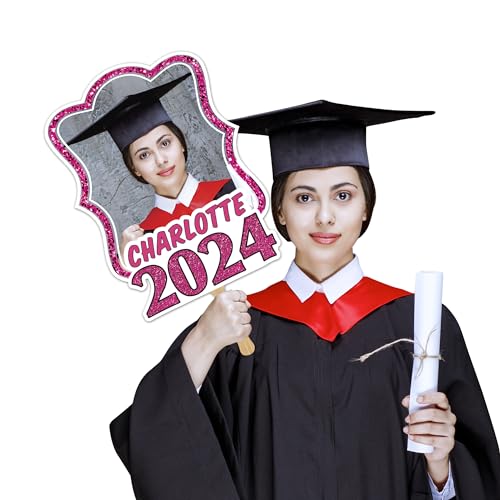 Voila Print Custom Face Fans With Handle, Graduation Head, Grad Face Fans, Class of 2024 Head Fans, Graduation Faces on a Stick, VP2412 - Thumbnail 7