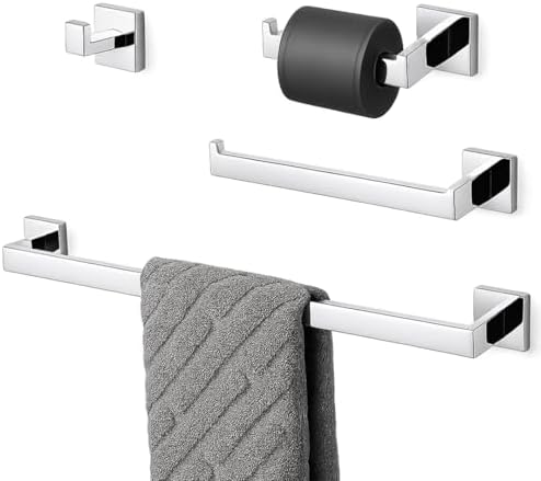 Kit Suporte Banheiro Luxo Inox 4 peças Yab Porta Toalha Porta Pap...