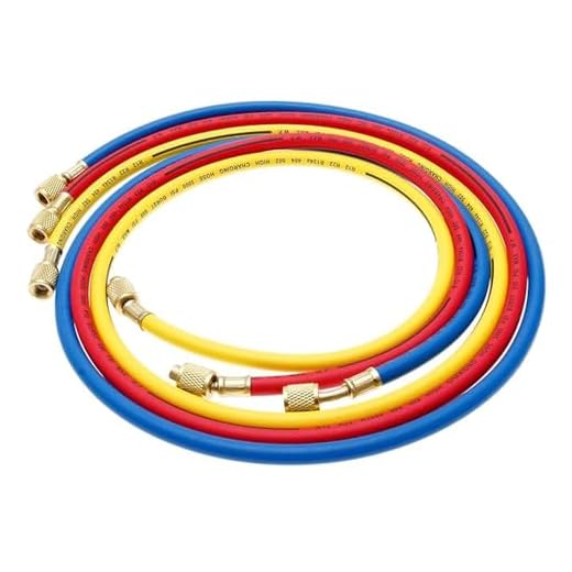 3 Piezas Refrigerante Manguera Carga para R134a, 1/4 SAE Rosca Manómetro Colector Refrigerante, Tres Colores Mangueras Flúor Rellenas Aire Acondicionado, Herramienta Tubos para Reparación Automóviles
