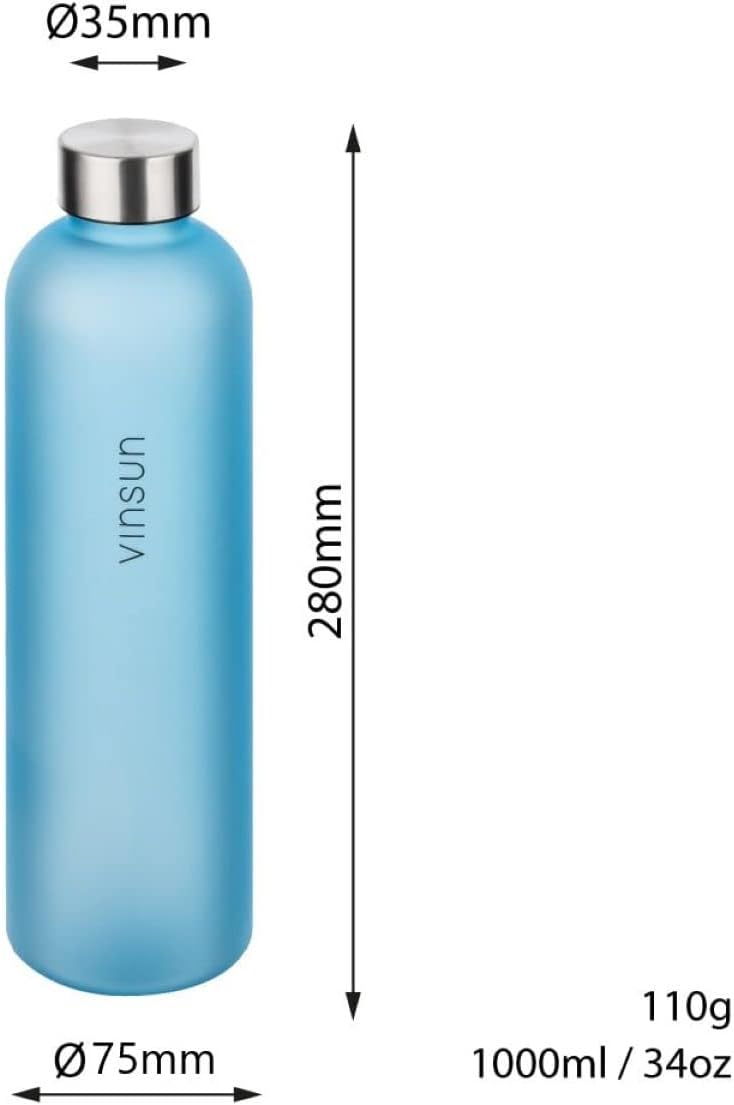 VINSUN Water Bottle 1L Blue, Leak-proof Water Flask, BPA free, Eco-friendly, Tritan, Reusable Drinks Bottle for Sports Gym - Image 3
