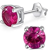 Damen Ohrringe Geburtsstein Ohrringe 925 Sterling Silber für Damen Mädchen Sparkling Round Cut CZ...