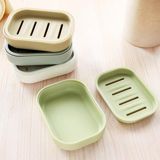 carl vinson® Bathroom Soap Dish Holder Plastic Soap Rack Storage Box for Sink and Shower | Off White 1