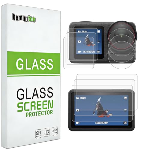 bemuntee DJI OSMO Action 6�p�X�N���[���v���e�N�^�[ [�w��+�����Y+�O��] [9��] [3���p�b�N] �d�x9H�����K���X ���h�~ �C�A�Ȃ�