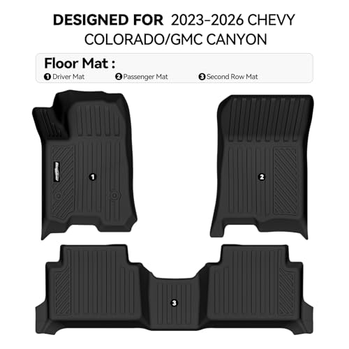 Bingoliner Floor Mats for 2023-2025 2026 Chevy Colorado/GMC Canyon - All Weather for Chevy Colorado/GMC Canyon Floor Mats Waterproof Interior Accessories by Bingoliner - Image 2