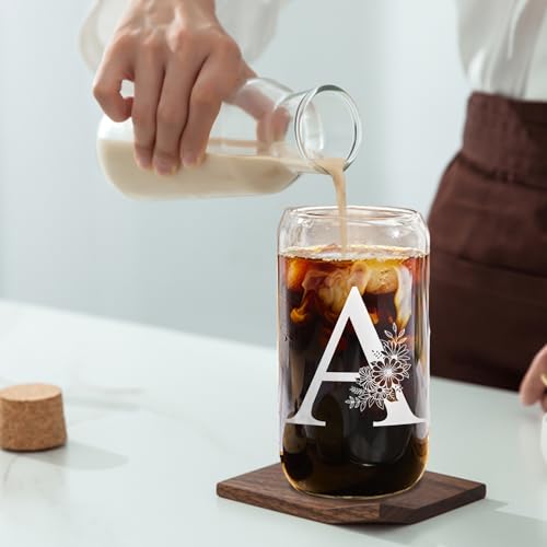 Initial-Glass-Cup-16oz-Monogrammed-Gifts-for-Women-Glass-Can-Cup-wBamboo-Lid-StrawPersonalized-Valentines-Mother-Day-Birthday-Gifts-for-Women-Mom-Wife-Girlfriend-Sister-Friends-A