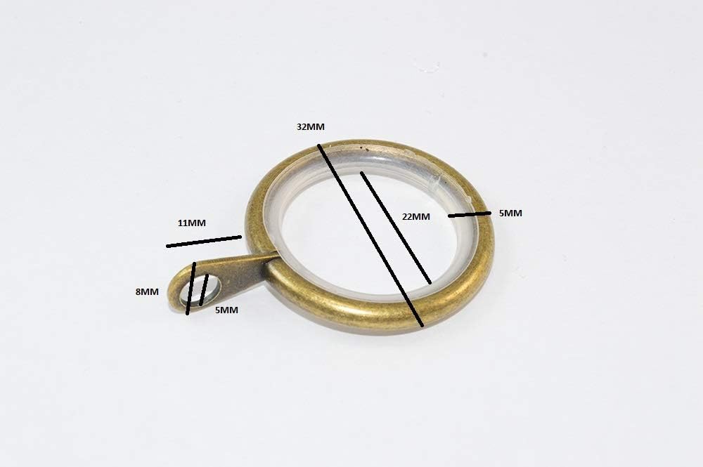 6 x Silent Pole Rod Rings Fixed Eye Antique Brass Finish ID 25mm OD 32mm