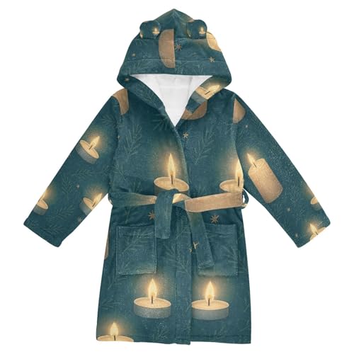GuoChe Seamless Candles Pattern Hooded Bathrobe For Girls Sleepwear For Kids