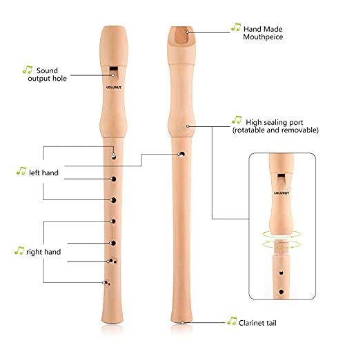 Lolunut Baroque Recorder 8 Holes,Soprano C Key Recorder Made Of Maple Wood With Storage Case,Fingering Chart And Cleaning Rod For Kids And Adults Beginners thumb #4