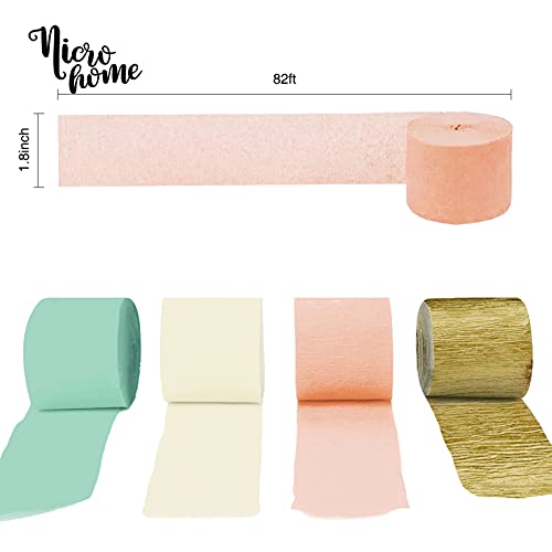 Nicrohome Pastel Party Decorations, 8 Rolls Mint Green Pink Crepe Paper Streamers Paper For Wedding, Baby Bridal Shower, Bachelorette Party, Birthday, 82Ft Long #TOP2