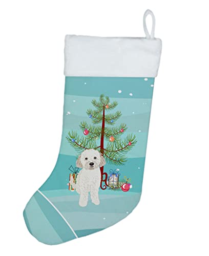 Caroline's Treasures WDK3014CS Doodle Cream #4 Christmas Christmas Stocking Fireplace Hanging Stockings Christmas Season Party Decor Family Holiday Decorations