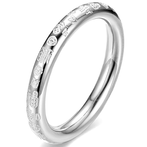 Jude Jewelers 3mm Stainless Steel Chinese Culture Style Fortune Prosperity Lucky Fu Character Wedding Band Ring