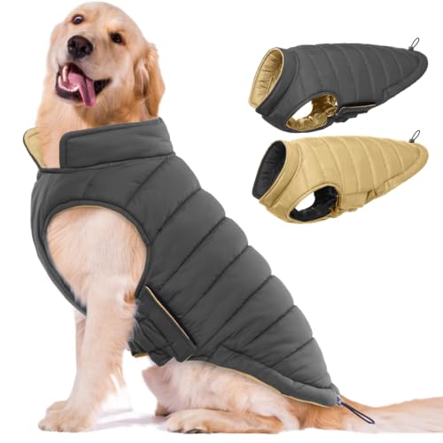 Image of Lelepet Reversible Dog Coat Windproof Dog Puffer Jacket Lightweight Vest