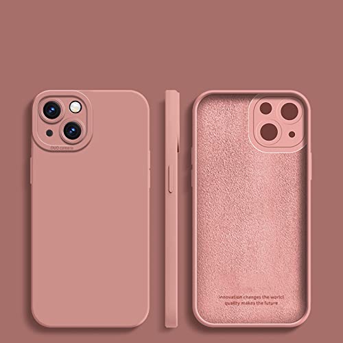 Coque silicone liquide rose iPhone 14 anti-choc pour éviter les rayures d'écran