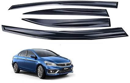Car Side Window Door Visor Rain Guard ABS Flexible Plastic Non Breakable Ciaz-image-1