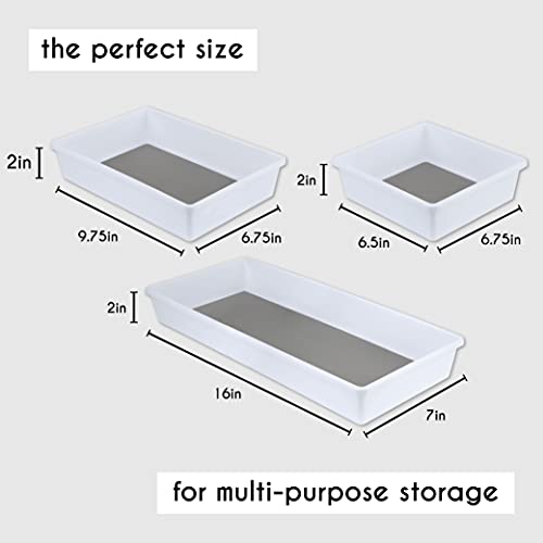 Livorini Drawer Organizers 3-Size | Kitchen Drawer Organizer, Desk Drawer Organizer, Junk Drawer Organizer | Organization And Storage Tray [6 Pcs] #TOP1