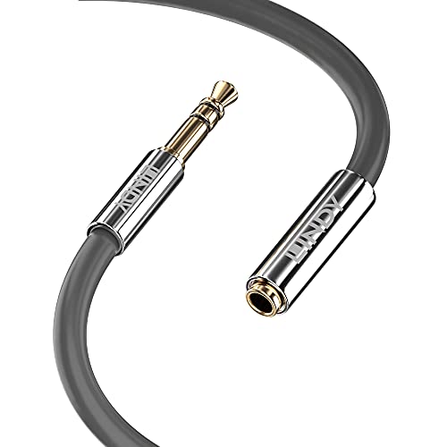 LINDY 3.5mm Extension Audio Cable, Cromo Line Grey, 1m