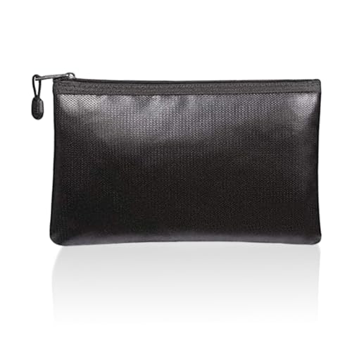 1 bolsa negra ignífuga, impermeable e ignífuga, bolsa de almacenamiento de archivos de datos, maletín de almacenamiento, caja de dinero ignífuga