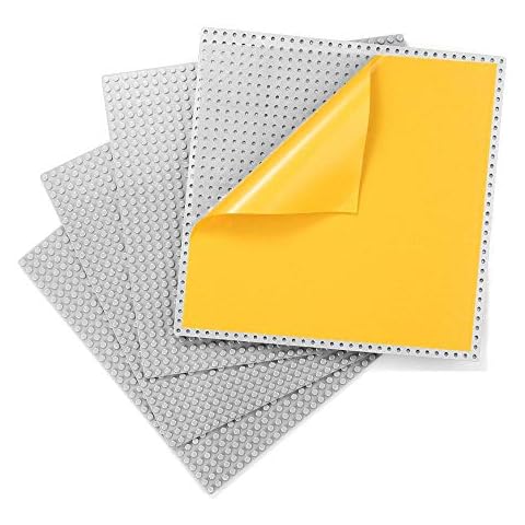 Peel-and-Stick Baseplates - Self Adhesive Building Brick Plates - Compatible with All Major Brands - 4 Pack - 10 inch x 10 inch (Light Gray) Cover