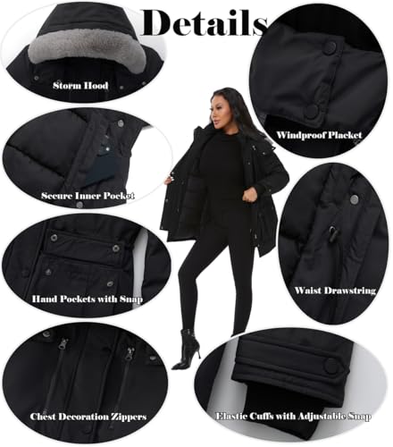 Oelise Women's Quilted Winter Coat: Cozy Black Puffer Jacket with Removable Hood in XX-Large for Ultimate Warmth and Style - Image 5