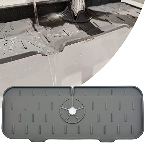 Silicone Sink Faucet Splash Guard, Faucet Water Catcher Mat, Sink Draining Pad Behind Faucet 37 * 14