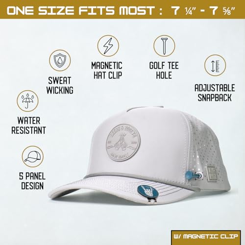 Image of BRIMZ Golf Performance Hat - Tee Holder & Magnetic Ball Marker - Breathable, Sweat & Water Resistant Golfing Snapback Hat
